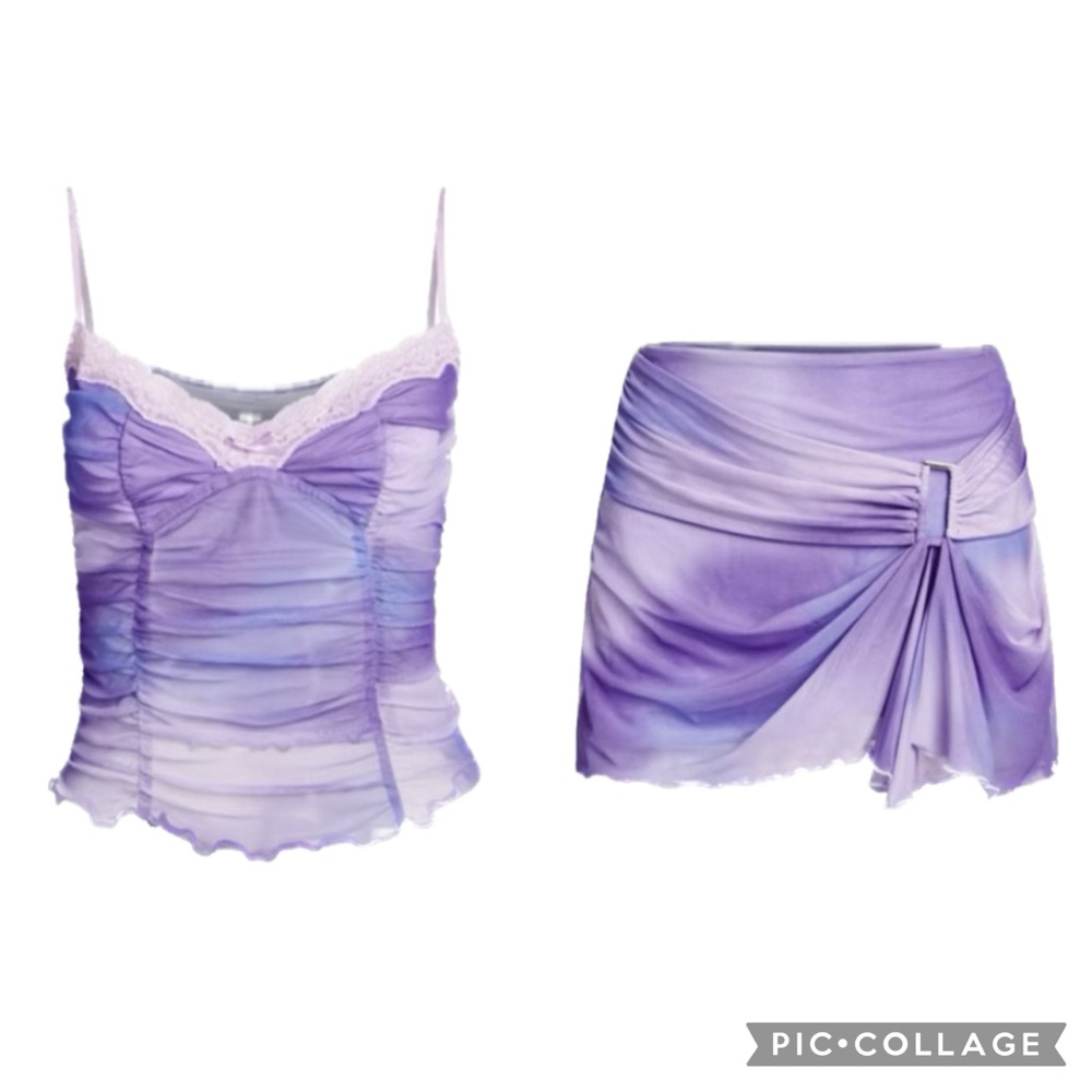 SOLD I.AM.GIA MESH SKIRT SET - PURPLE OMBRE
